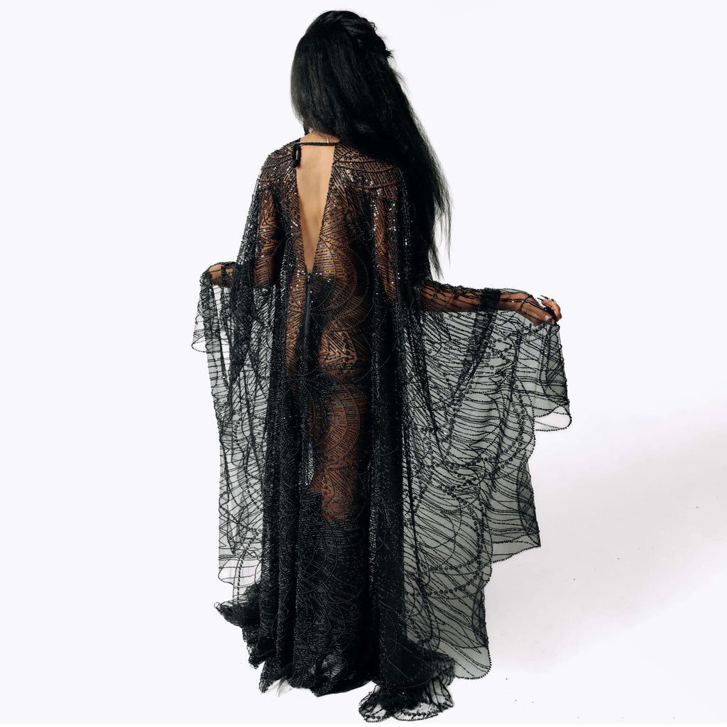 Azrael Black Bat Wing Gown | Luxury Gothic Fashion | SCATHED Azrael Black Bat Wing Gown | Luxury Gothic Fashion | SCATHED