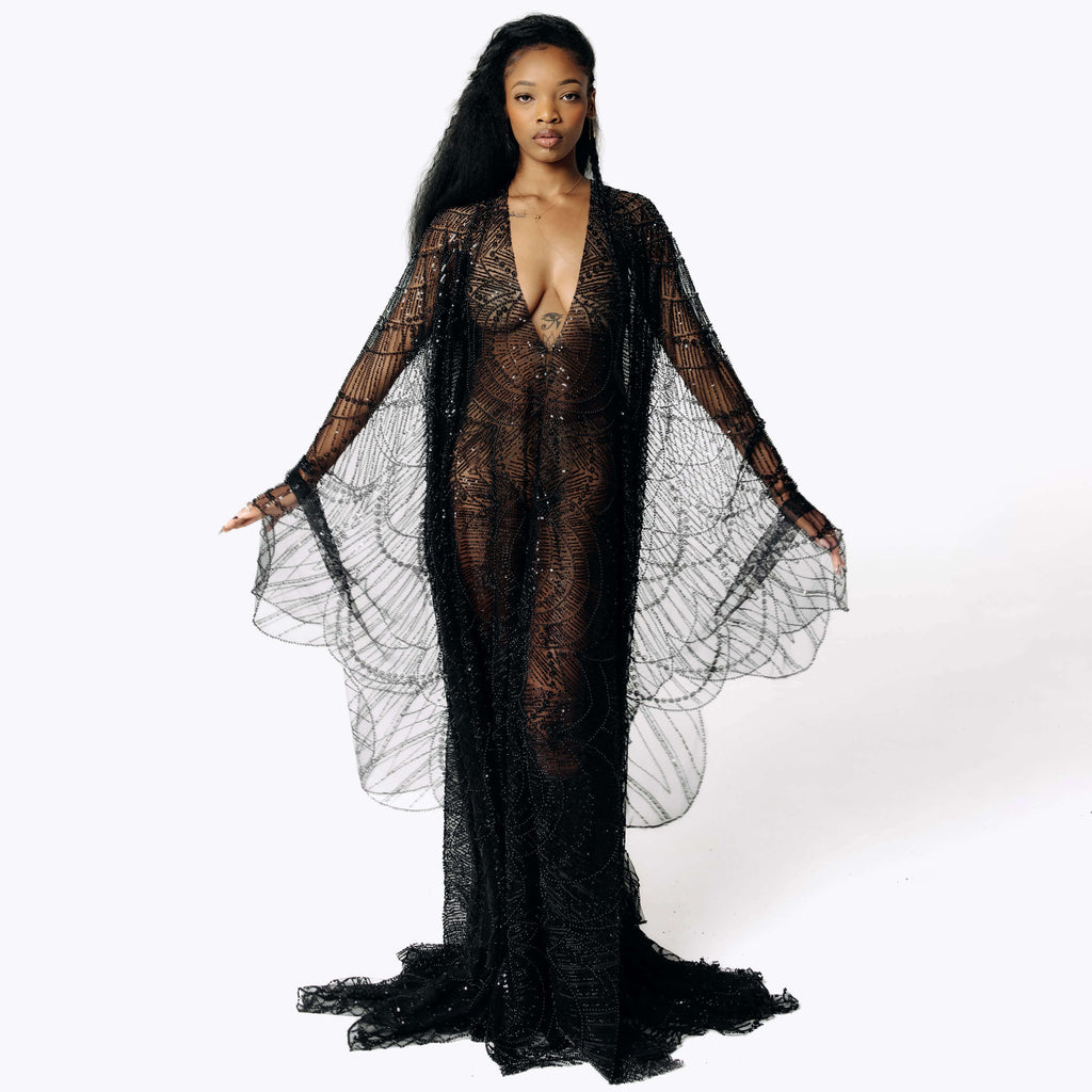 Azrael Black Bat Wing Gown | Luxury Gothic Fashion