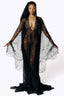 Azrael Black Beaded Bat Wing Dress