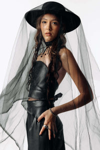 Black Gothic Flat Brim Hat