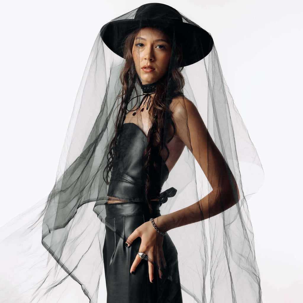 Black Gothic Flat Brim Hat