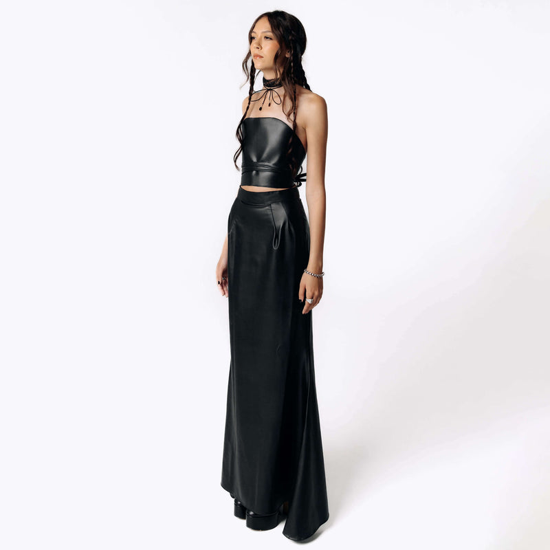 Grim Cactus Leather Maxi Skirt