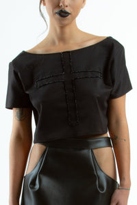 Cemetery Lily Cross Crop Top