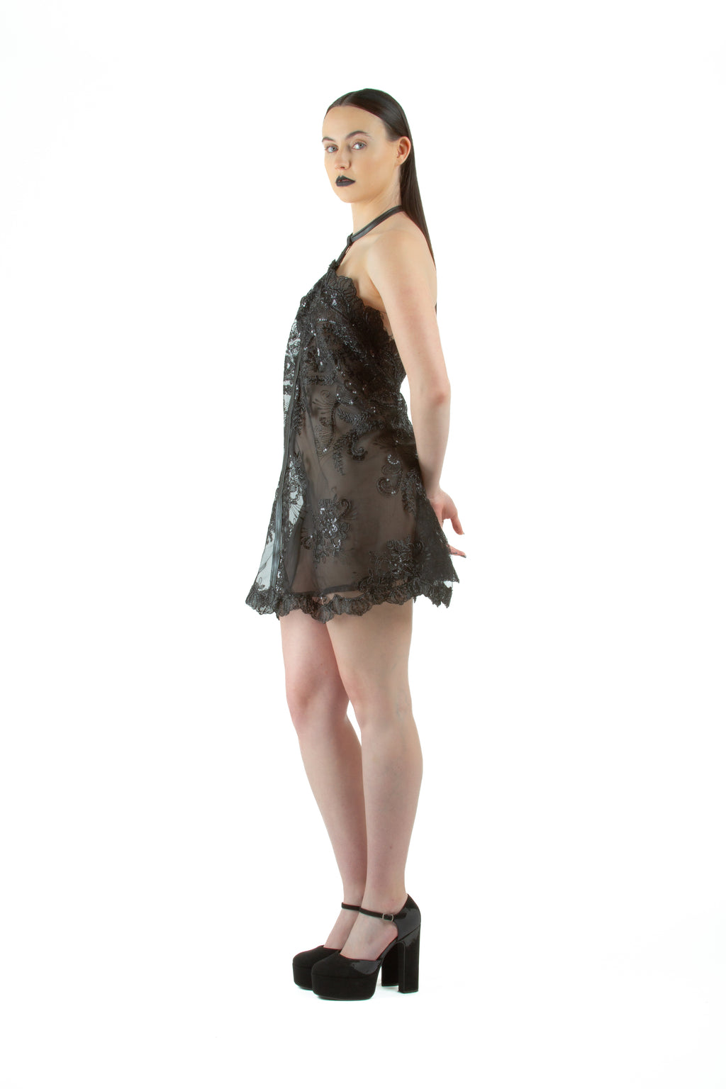Black Calla Lily Lace Dress