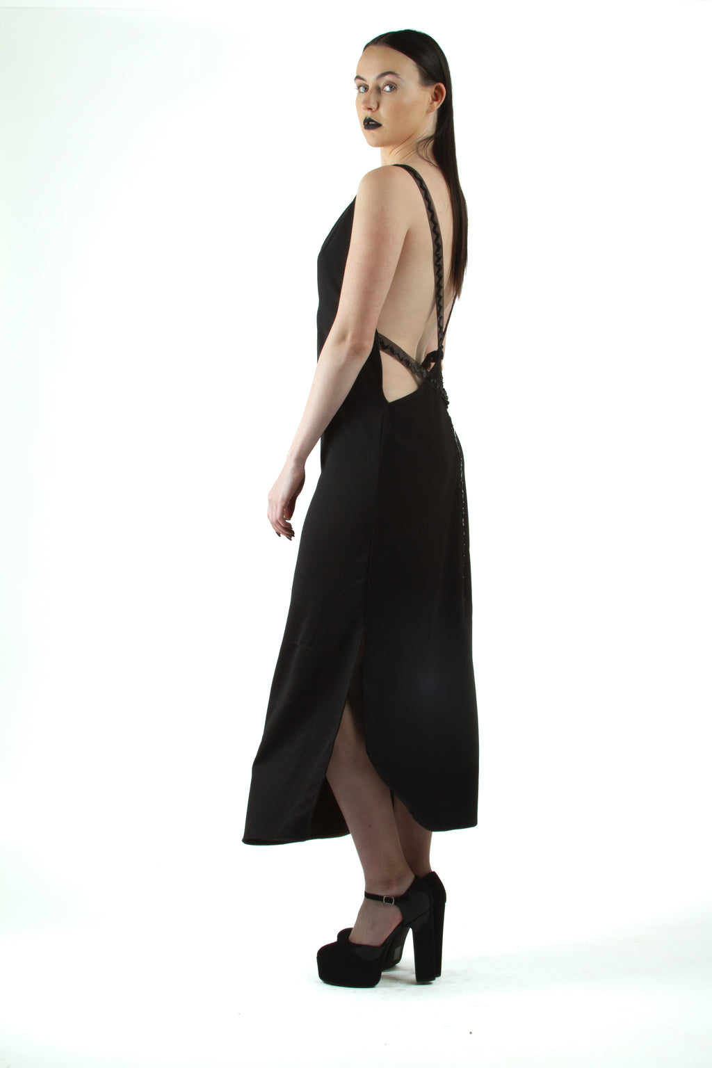 Black Star Backless Maxi Dress