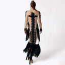 Psychopomp Hand Beaded Sheer Fringe Maxi Dress