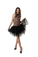 Fallen Goddess Black Lace Halter Mini Dress