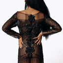 Thanatos Beaded Gown with Rhinestone Spine