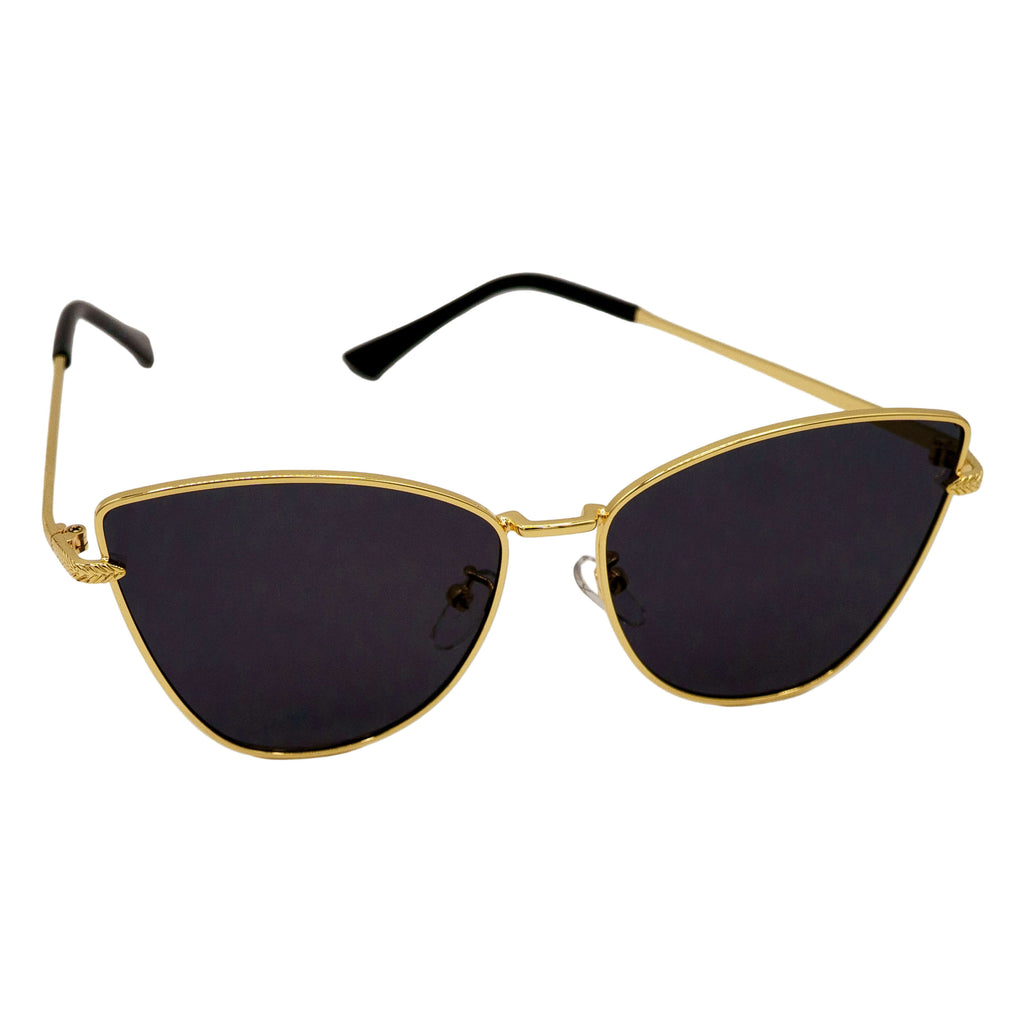 Gold-framed Venin cat eye sunglasses with black lenses from SCATHED's Fall Winter 2025 Reaper collection.