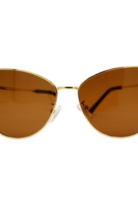 Gold-framed Venin cat eye sunglasses with brown lenses from SCATHED's Fall Winter 2025 Reaper collection.