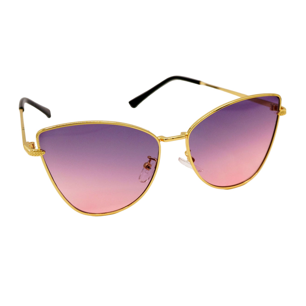 Gold-framed Venin sunglasses with pink and purple gradient lenses from SCATHED's Fall Winter 2025 Reaper collection.