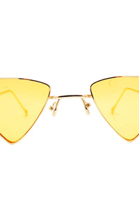 Vex yellow gold-framed sunglasses with black lenses from SCATHED's Fall Winter 2025 Reaper collection.