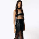 Yama Cactus Leather and Beaded Skirt