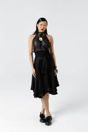 Nocturn Bloom Circle Skirt in Viscose Satin