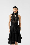 Nocturn Bloom Circle Skirt in Viscose Satin