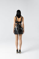 Thorn Cactus Leather Cut Out Mini Skirt with Studs