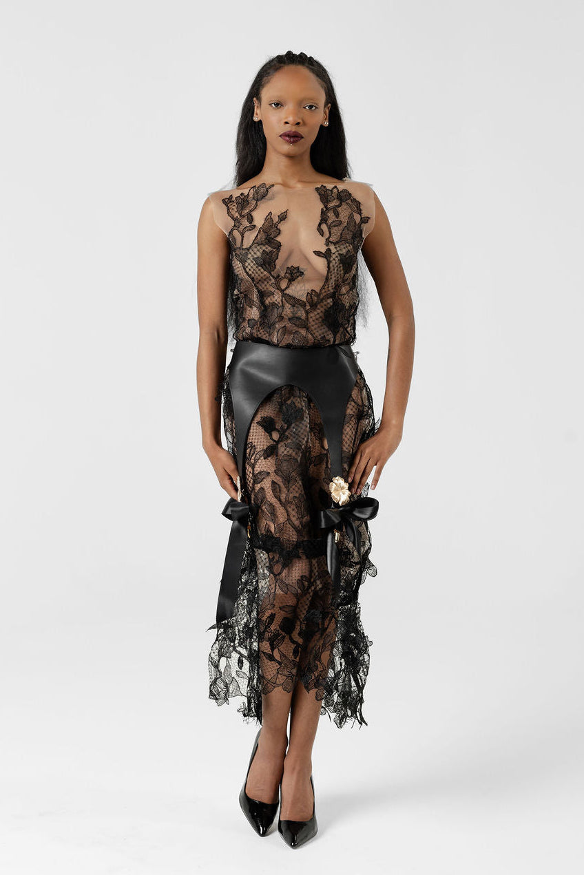 Nyx Floral Lace Illusion Dress