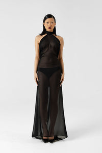 Fade Into Black Chiffon Maxi Dress
