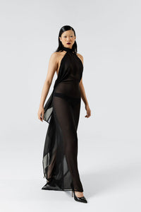 Fade Into Black Chiffon Maxi Dress