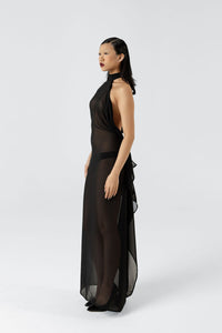 Fade Into Black Chiffon Maxi Dress