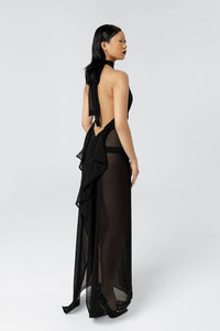 Fade Into Black Chiffon Maxi Dress