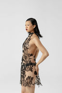 Sable Bloom Beaded Lace Mini Dress