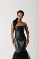 Matilda Cactus Leather Corset Gown with Eco Tulle Skirt