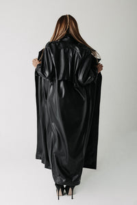 Eclipse Trench: Oversized Cactus Leather Trench Coat