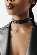 Fang Spiked Cactus Leather Choker