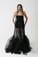 The Sunanda Gown: Beaded Overlay Corset Gown with Eco Tulle Hem