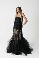 The Sunanda Gown: Beaded Overlay Corset Gown with Eco Tulle Hem