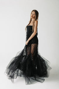The Sunanda Gown: Beaded Overlay Corset Gown with Eco Tulle Hem